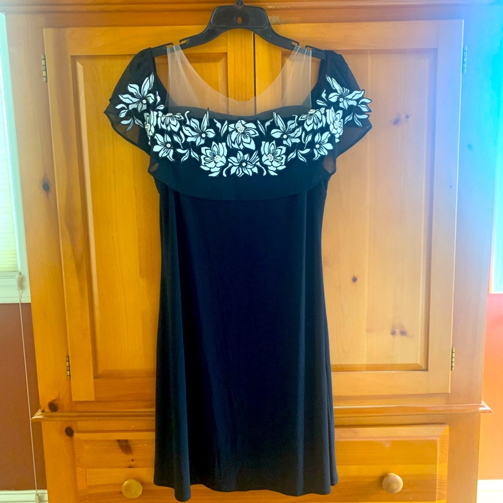 Elegant Black Floral Dress by MSK